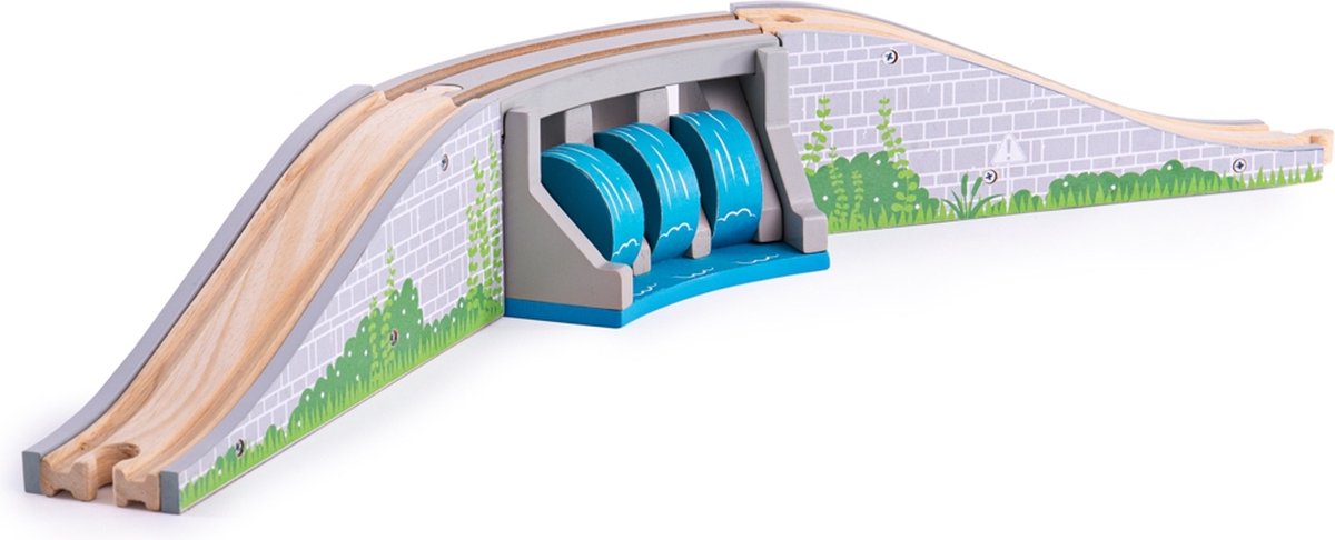Bigjigs Holzschienen - Brücke mit Wasserfall