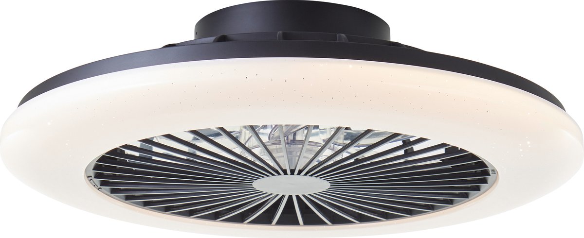 Brilliant salerno - plafondventilator - met verlichting - led 40w - 3000k-6500k - dimbaar - zwart - zeer stil