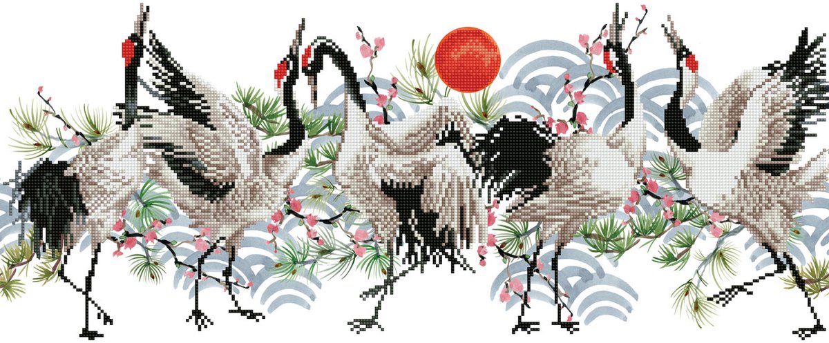 Diamond dotz® Diamond Painting Erwachsene – runde Steine – Komplettpaket – Hobby – – dd8.011 – Tiere – Vogeltanz 77 x 32 cm