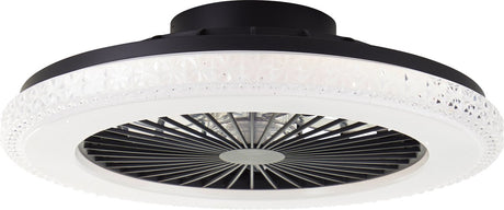 Brilliant Badria - Deckenventilator - mit Beleuchtung - LED 40 W - 3000 K-6500 K - dimmbar - Schwarz - Kristalleffekt - sehr leise