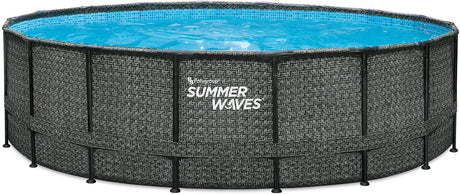Summer Waves Schwimmbad Elite Rahmen 549 x 132 cm dunkles Fischgrätenmuster + Sandfilterpumpe