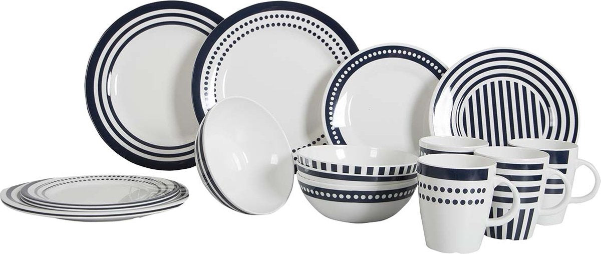 Gimex Marine Line Geschirr - Blue Beta - 16-teilig