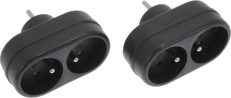 Q-Link Exin-Verteilerstecker – 2 x Domino mit Pin-Erde – Schwarz