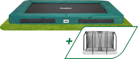 Salta premium ground - inground trampoline met veiligheidsnet - 305 x 214 cm - groen