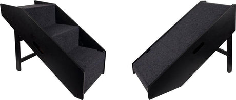 Flamingo Hundelauftreppe Pino Schwarz – 2-in-1 klappbare Einstiegshilfe – 62x36x51 cm – bis 40 kg – Hundetreppe MDF