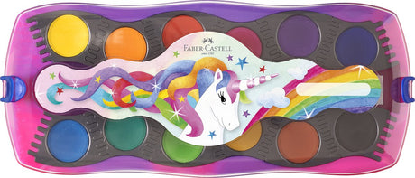 Faber-Castell Aquarellkasten-Anschluss Einhorn – 12 Farben + 1 Tube weiße Deckfarbe – FC-125035