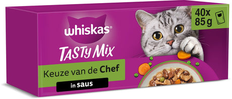 Whiskas Katzenfutter – Erwachsene ab 1 Jahr – leckere Mischung nach Wahl des Küchenchefs in Soße – 40 x 85 g