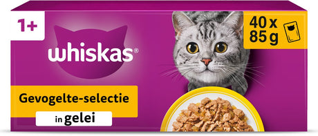 Whiskas Katzenfutter – Erwachsene 1+ – Geflügel in Gelee – 40 x 85 g