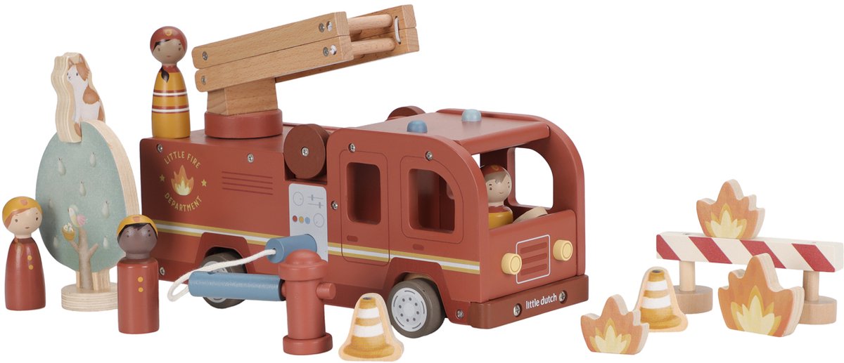 Kleines niederländisches Feuerwehrauto mit Pegdolls