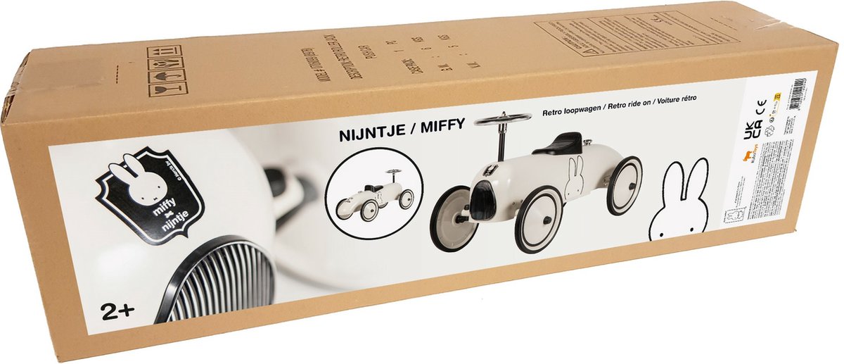 Miffy Retro-Rutschauto weiß schwarz