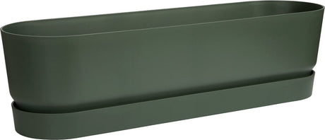 Elho greenville trough long 70 - plantenbak voor buiten - 100% gerecycled plastic - l79.0 x b19.5 x h18.5 cm - blad groen