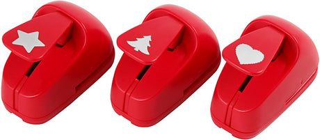Creativ Company Stanzer Stern, Herz, Weihnachtsbaum, Größe 16 mm, rot, 1 Set