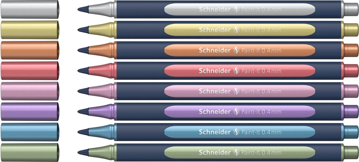 Schneider Schreibgeräte Schneider Rollerball Metallic – Paint-it 050 – Strichstärke 0,4 mm – 8 Stück – s-ml05011502