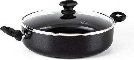 Greenchef Diamond Schmorpfanne 28 cm mit Deckel – 4,25 l – PFAS-freie Antihaftbeschichtung – Schmorpfanne Induktion – Keramikpfanne – ofenfest bis 160 °C – Kühlgriff – Glasdeckel – Schwarz