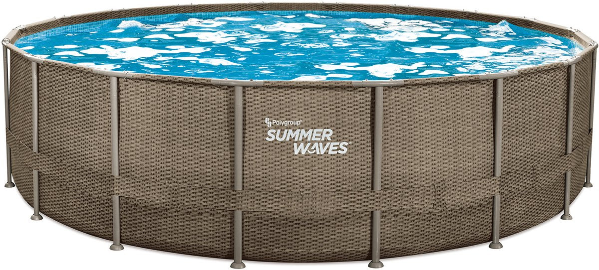 Summer Waves Rahmenpool rund – ⌀549 x 132 cm – Schwimmbäder – inklusive Filterpumpe – Poolpumpe – Filterkartusche – Abdeckung – Bodenplane – Leiter – Wartungsset