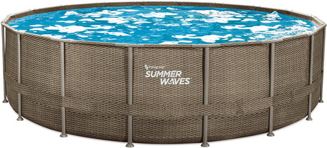 Summer Waves Rahmenpool rund – ⌀549 x 132 cm – Schwimmbäder – inklusive Filterpumpe – Poolpumpe – Filterkartusche – Abdeckung – Bodenplane – Leiter – Wartungsset