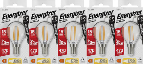 Energizer energiezuinige filament led kogellamp - e14 - 5 watt - warmwit licht - dimbaar - 5 stuks