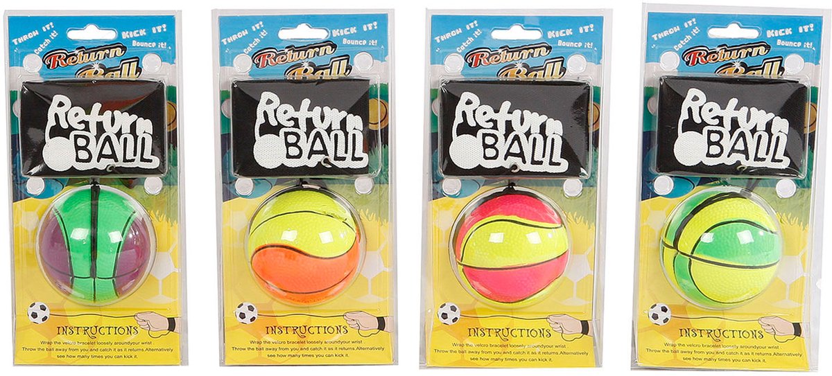 Deonlinedrogist.nl Rückholball – Ball mit Gummizug für das Handgelenk in Neonfarben – 63 mm