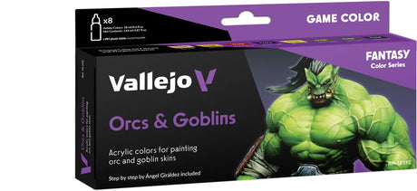 Vallejo Hobbyfarbe Acrylfarbe – 72192 Orks – Kobolde – Fantasy und Kriegsspiele – Spielfarbe – Acryl-Set – 8x Farbset – 8x 18 ml