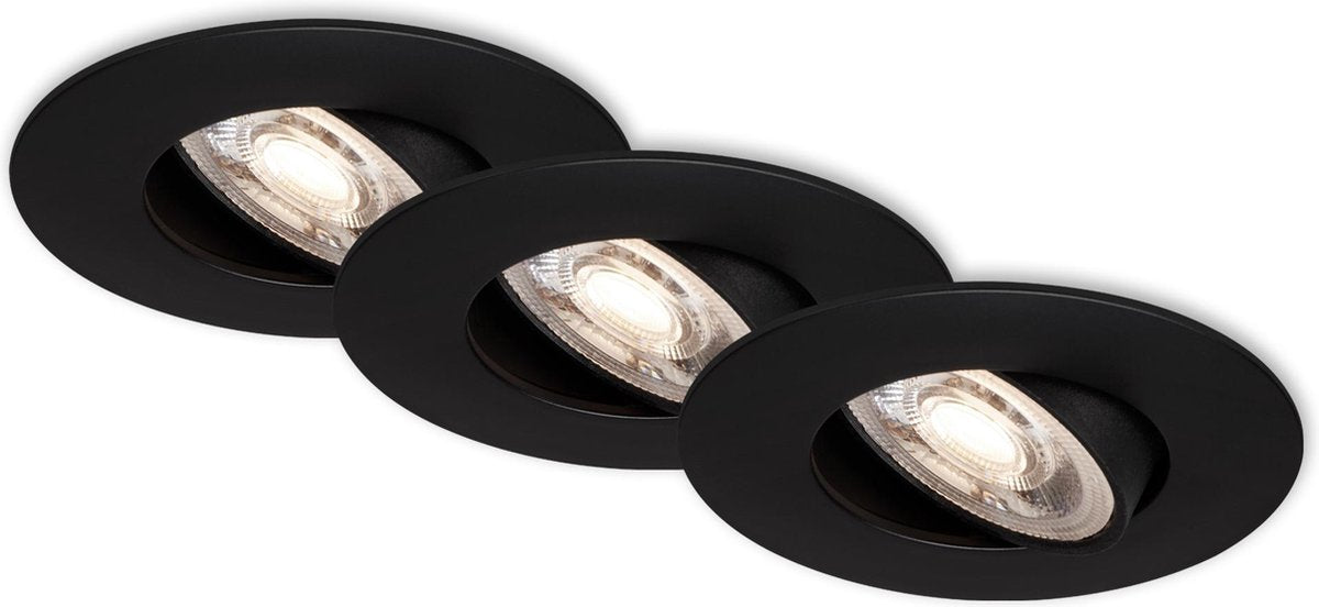 Briloner kulana - Einbaustrahler 3er Set - drehbare Einbauleuchten - 3 x LED 5w 460lm - Lichtfarbe: Warmweiß - Einbautiefe: 30mm - Einbaumaße: 68mm - Produkt: ø90mm - Schwarz