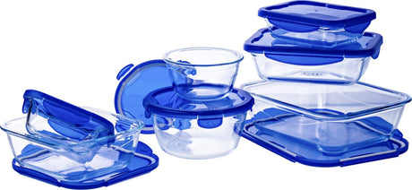 Pyrex – Cook-Go-Schüssel-Set, 7-teilig – Borosilikatglas – transparentes Blau