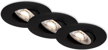 Briloner kulana - inbouwspots set van 3 - dimbaar - draaibare inbouwarmaturen - 3 x led 5w 460lm - lichtkleur: warm wit - inbouwdiepte: 30mm - inbouwmaat: 68mm - product: ø90mm - zwart