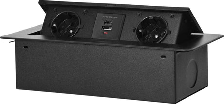 Orno Pop-Up-Steckdosenleiste – 2 Steckdosen – USB A und USB C – Einbau-Steckdosenleiste ohne Kabel – Schwarz