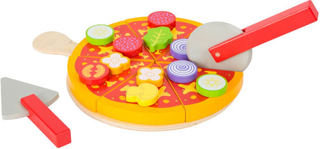 Small Foot - Schneide- und Spielpizza-Set aus Holz, 21-teilig.