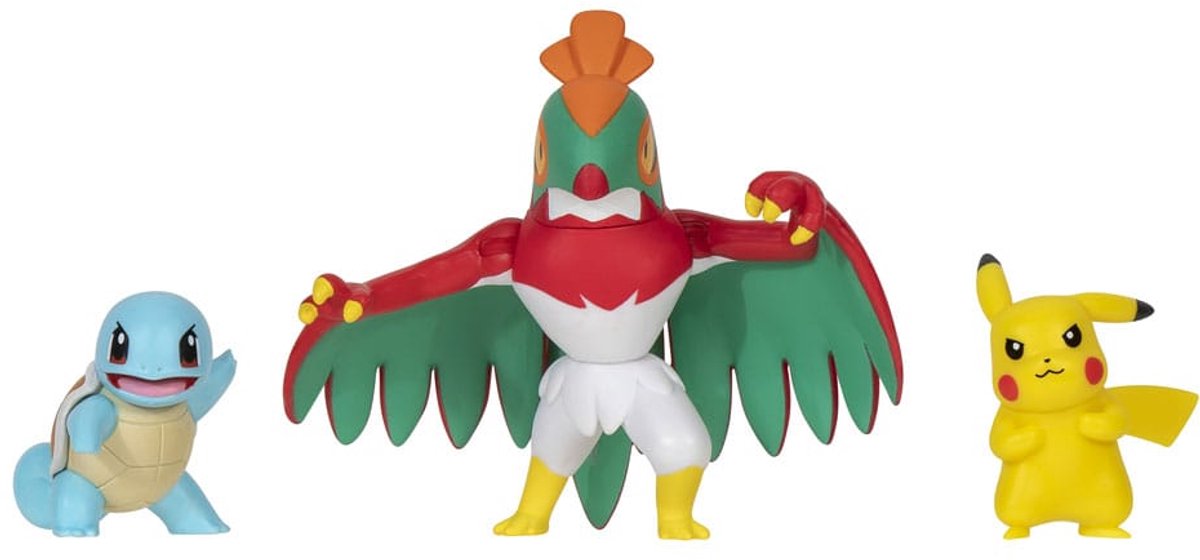 Pokémon-Pokemon-Kampffiguren im 3er-Pack – Squirtle, Hawlucha, Pikachu