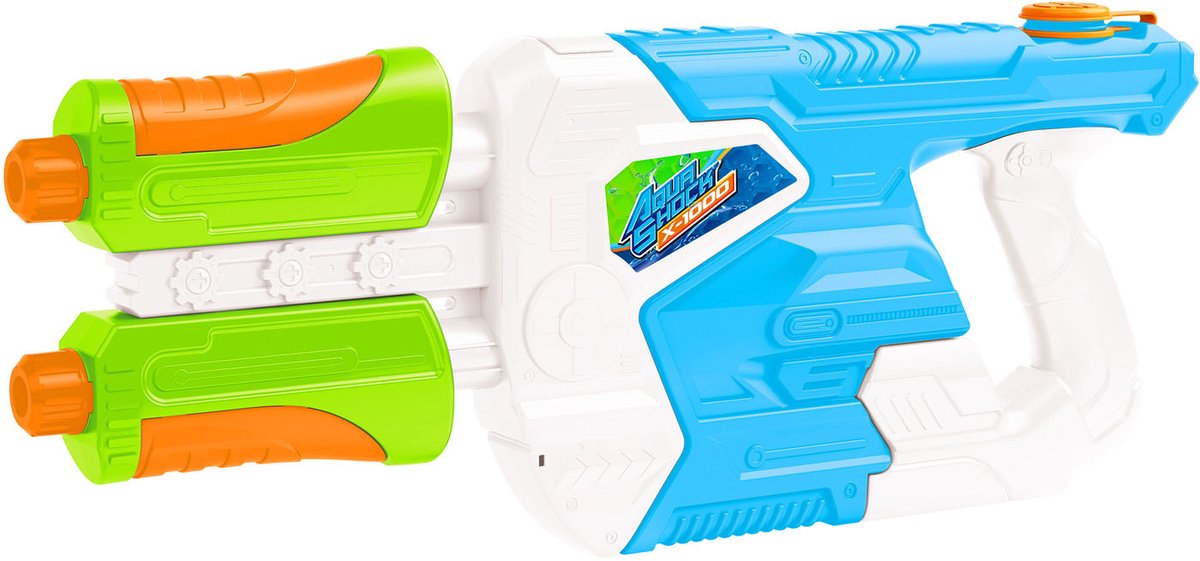 Spritzwasserpistole Aqua Schock x1000 - 1700 ml Tank - mit Pumpe - 2 Wasserstrahlen - Wasserspielzeug