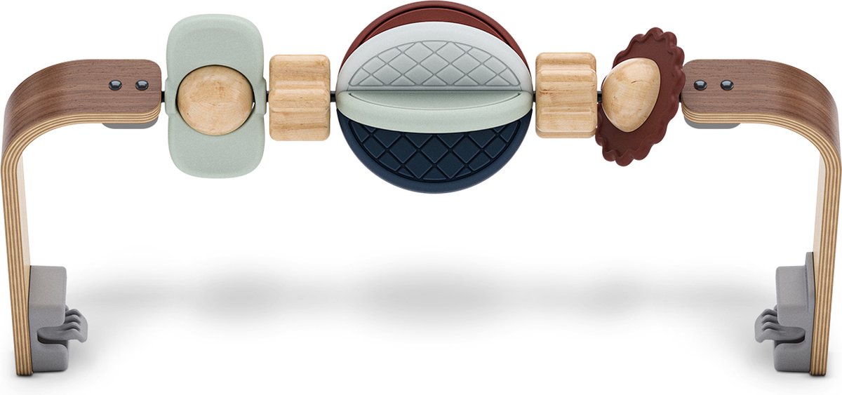 Uppababy – Spielbogen-Wunderrad für Mira – Schaukelstuhl – Halterung aus Walnussholz mit bunten Holzformen mit Textur