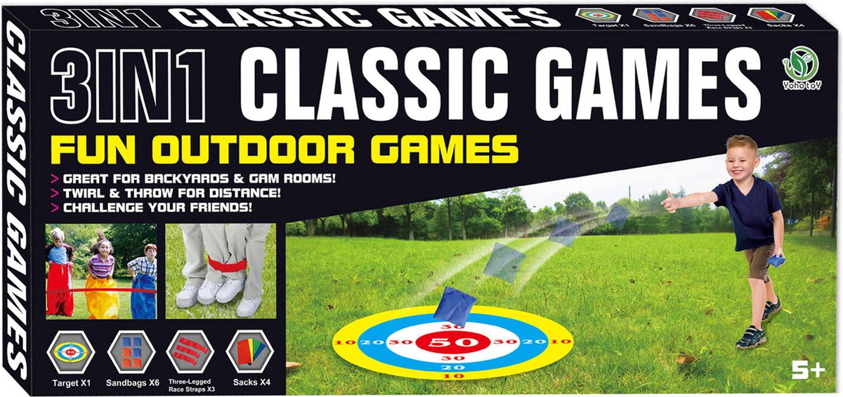 Klassische Spiele für draußen. 3-in-1-Spiele für draußen