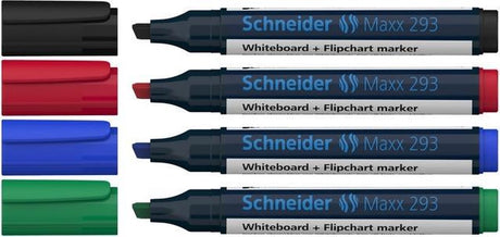 Schneider Schreibgeräte Schneider Whiteboard-Marker – Maxx 293 – Keilspitze – 4 Stück sortiert – S-129394