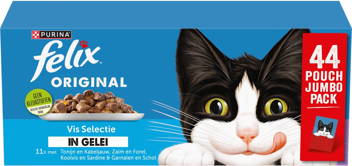 Felix Original in Gelee - Nassfutter für Katzen - Fischauswahl - 44 x 85g