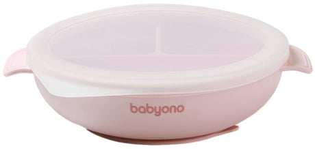 Babyono Baby Ono rosa Silikonteller mit Saugnapfdeckel