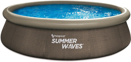 Summer Waves Schwimmbad Schnellset 366 x 76 cm dunkles Doppel-Rattan + Filterpumpe