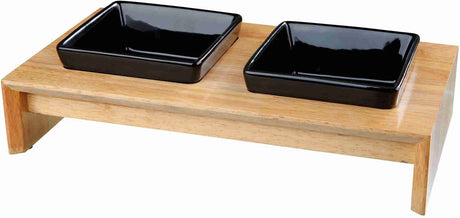 Trixie Keramik-Fütterungsset mit schwarzem Holzsockel