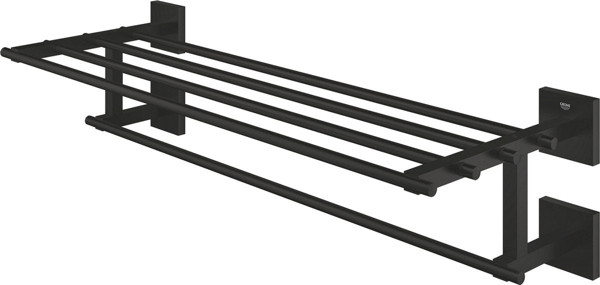 Grohe Quickfix Start Cube Multi-Handtuchhalter – 600 mm – mit Ablage – mattschwarz
