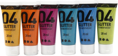 Creativ Company Children's Acrylfarbe Glitzerfarbe, 6x20ml