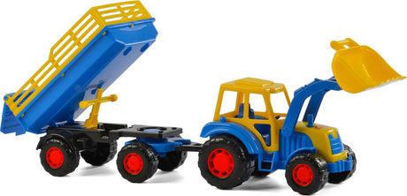 Cavallino -Traktor mit Frontlader und Anhängerblau