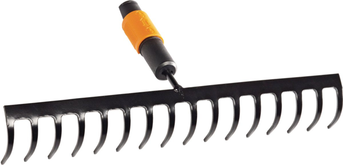 Fiskars Quikfit Rechen – Gartenrechen 16 Zähne – Unkrautentferner – Rechenaufsatz