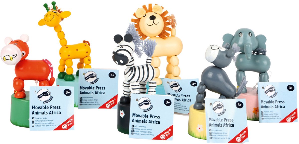 Small Foot - Holzdruckfigur Wildtiere, 6er-Set
