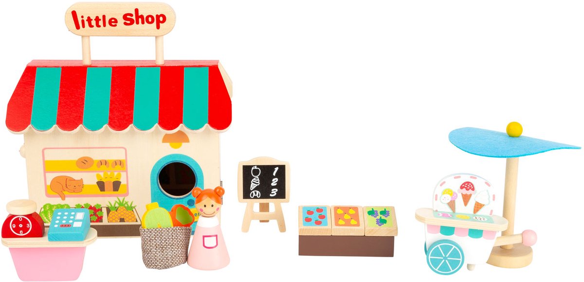 Small Foot - Puppenhaus zum Mitnehmen aus Holz, 15-teilig.