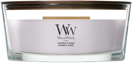 Woodwick Heartwick Flame Ellipse Duftkerze Lavendel Zeder – 50 Brennstunden