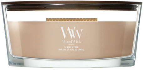 Woodwick Heartwick Flame Ellipse Duftkerze – Santal Myrrhe – 50 Brennstunden