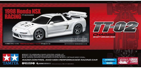 Tamiya Modellbausatzauto – 58739 RC Honda NSX Racing 1998 – TT-02 mit Zertifikat RC Kunststoff – 1:10 – Modellbau