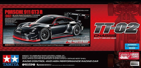 Tamiya Modellbausatzauto – 47512 RC-Auto – Porsche 911 GT3 R (992) – TT-02 – vorlackierte Karosserie aus RC-Kunststoff – 1:10 – Modellbau