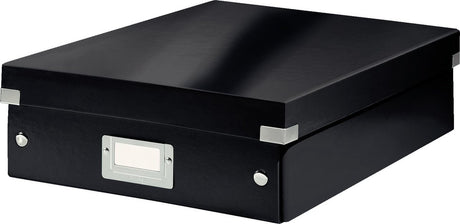 Leitz wow click store mittelgroße Aufbewahrungsbox – 85 % recycelter Karton – platzsparende Sortierbox mit Fächern – 28,1 x 10 x 37 cm (BxHxT) – Schwarz