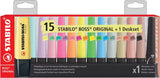 Stabilo Boss Original Pastell Naturfarben Textmarker Schreibtischset - 15-tlg.