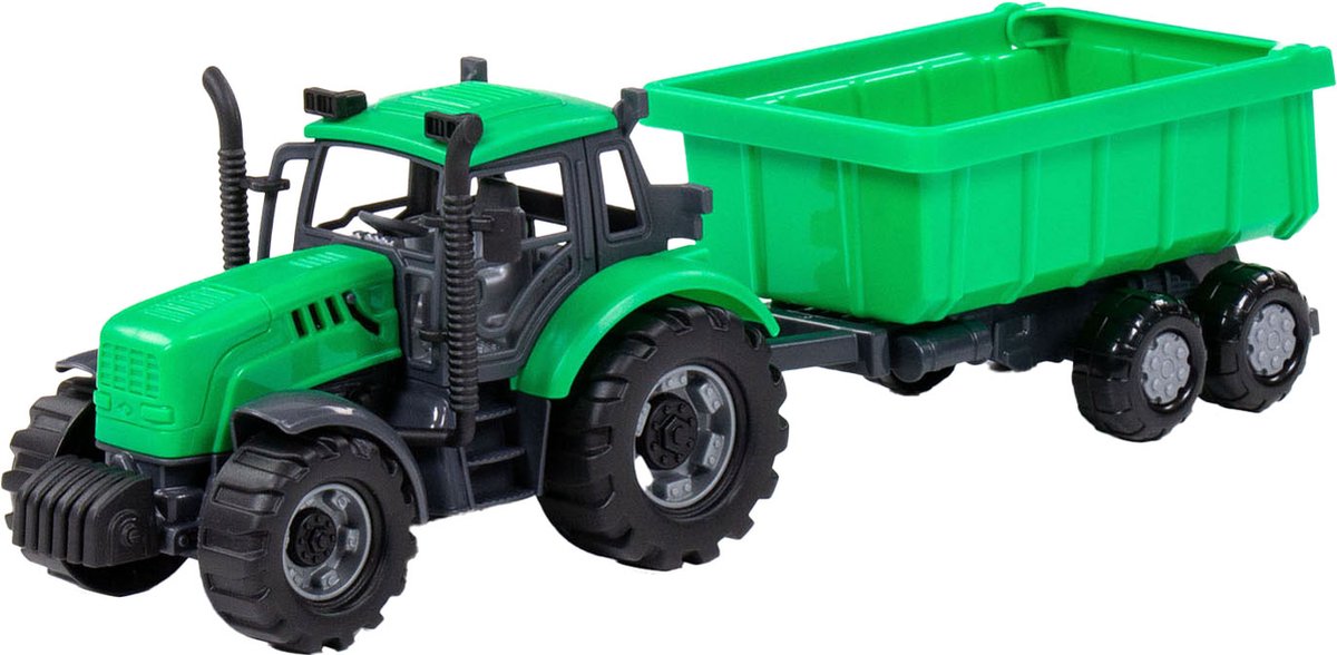 Cavallino -Traktor mit Kipplastwagenanhänger grün, Skala 1:32